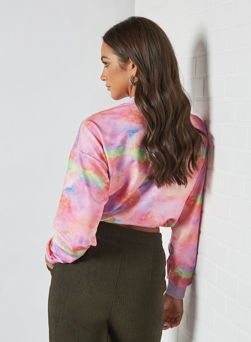 Tie Dye Cropped Sweatshirt Multicolour