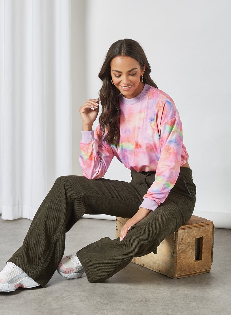 Tie Dye Cropped Sweatshirt Multicolour