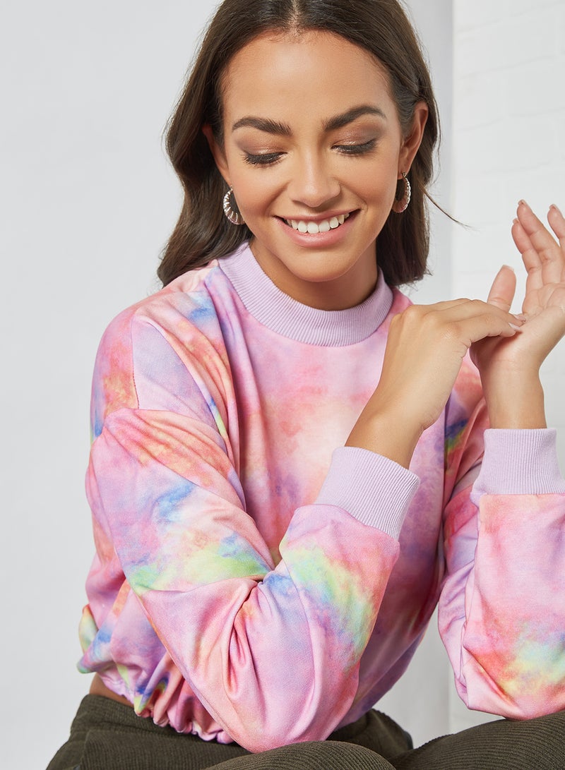 Tie Dye Cropped Sweatshirt Multicolour