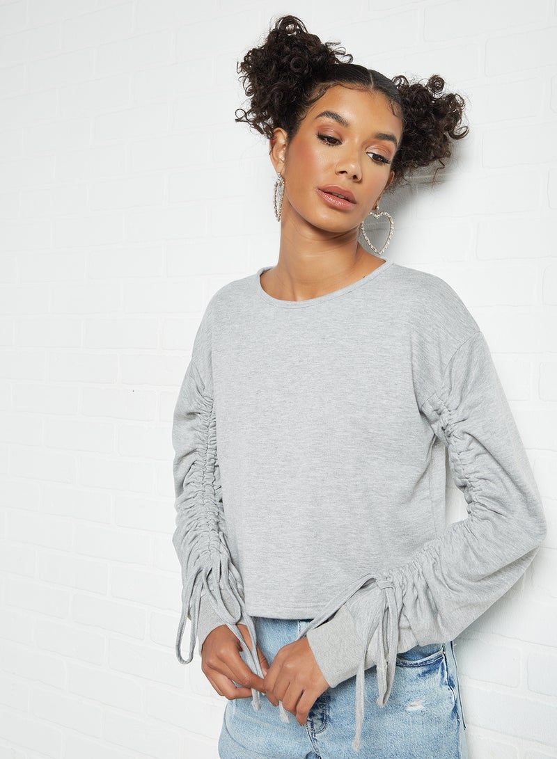 Ruched Detail Sweatshirt Grey