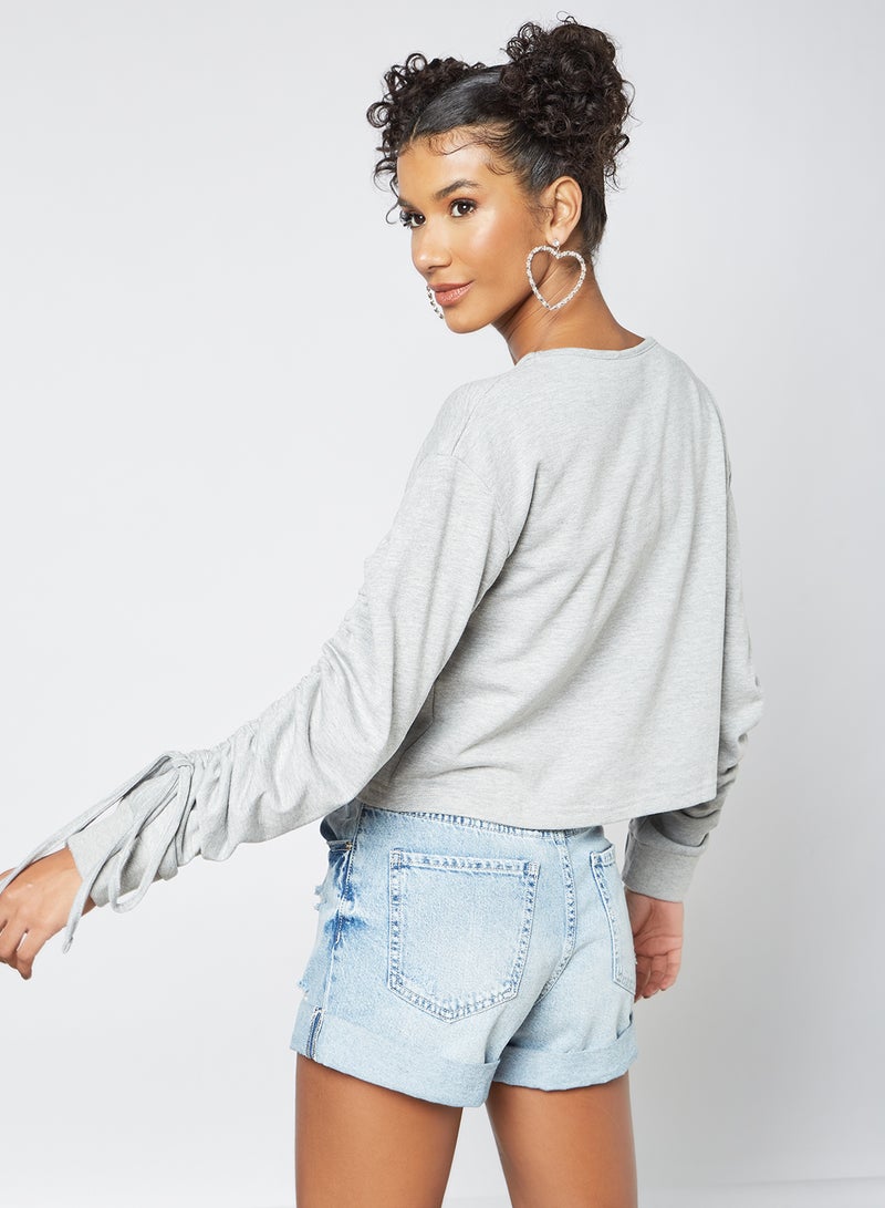 Ruched Detail Sweatshirt Grey