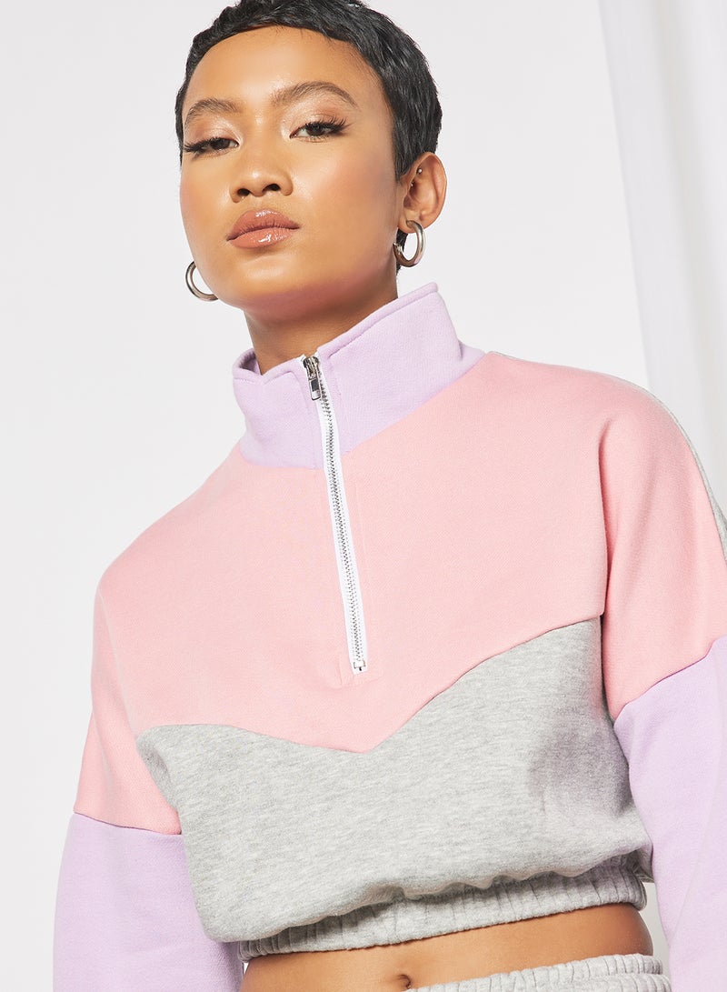 Colourblock Cropped Sweatshirt Multicolour