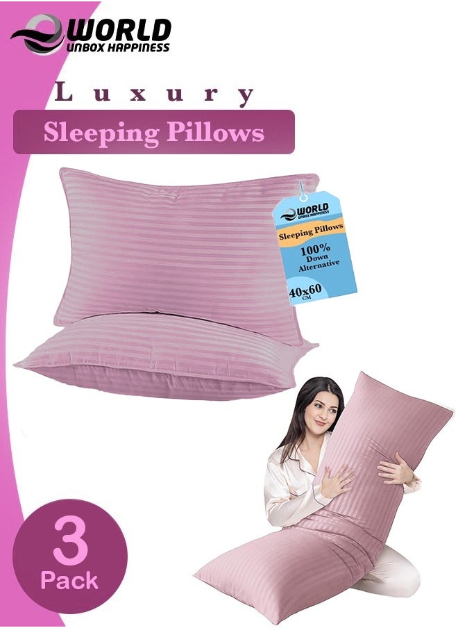 3-piece Bedding Set Includes 2 Premium Bed Pillows & 1 Full-Body Pillow for Adults, Breathable & Ideal for Side Sleepers with Polyester Filling & Soft Cotton Cover, Available in Multiple Colors