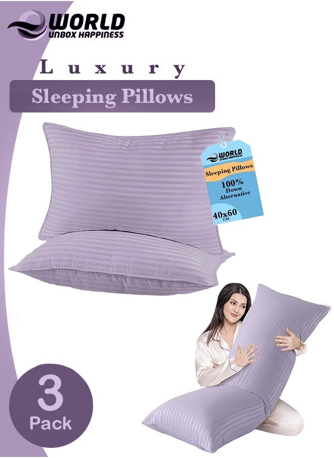 3-piece Bedding Set Includes 2 Premium Bed Pillows & 1 Full-Body Pillow for Adults, Breathable & Ideal for Side Sleepers with Polyester Filling & Soft Cotton Cover, Available in Multiple Colors