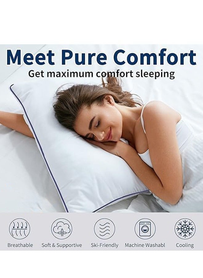 3-piece Bedding Set Includes 2 Premium Bed Pillows & 1 Full-Body Pillow for Adults, Breathable & Ideal for Side Sleepers with Polyester Filling & Soft Cotton Cover, Available in Multiple Colors