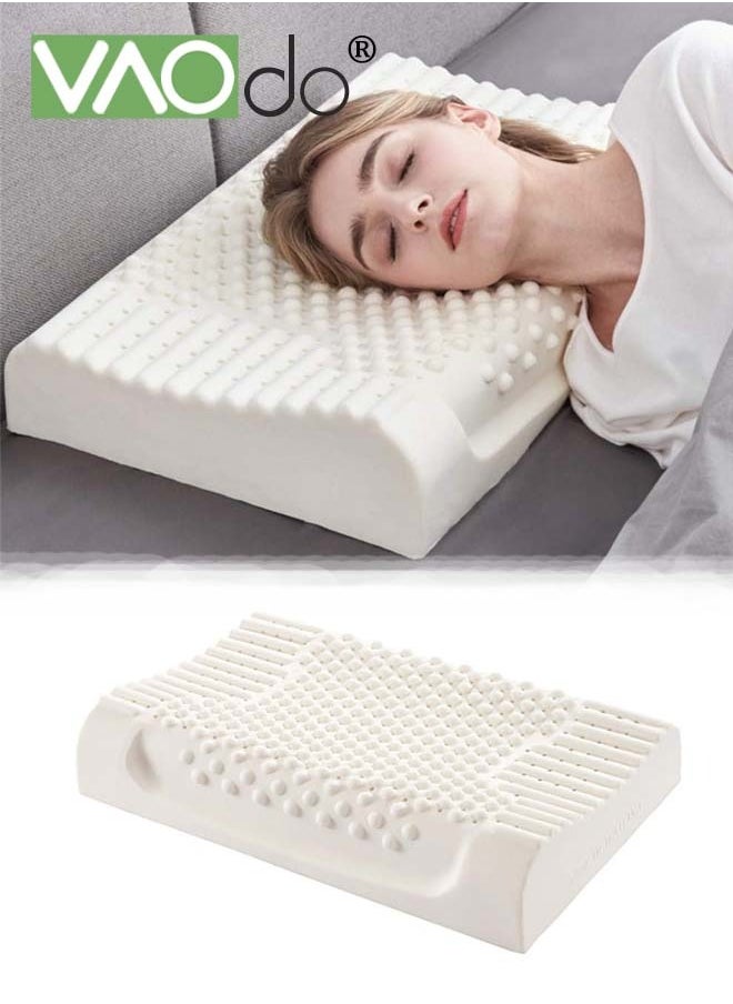 Latex Pillow with Organic Cotton Cover Bed Pillow for Sleeping Breathable and Strong Resilience Pillow Neck Pain Relief Help Head Support for Side Back Stomach Sleeper