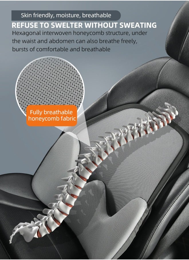 Car Lumbar Support Pillow Memory Foam Lumbar Support Cushion Breathable Backrest Ergonomic Design 3D Spine Back Support Pillow Relieve Back Pain and Muscle Tension for Office Chair or Car Seat