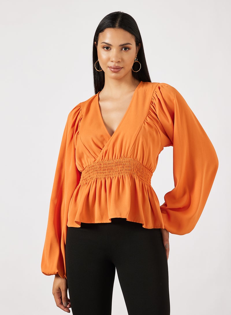 Puff Sleeve Top Orange