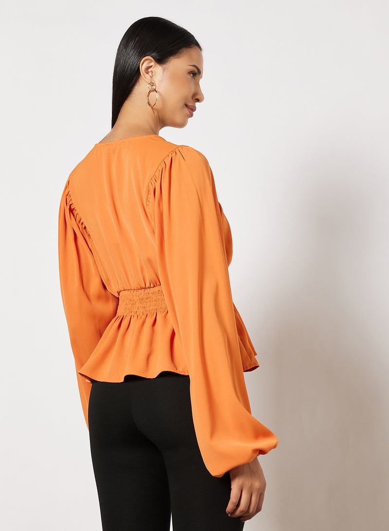 Puff Sleeve Top Orange