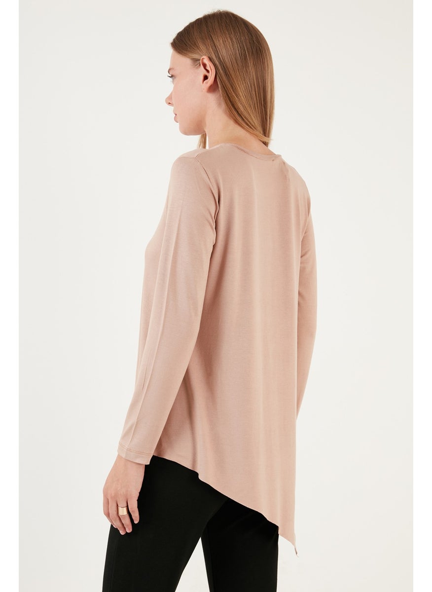 Asymmetrical Cut Crew Neck Blouse Women's Blouse 5863545