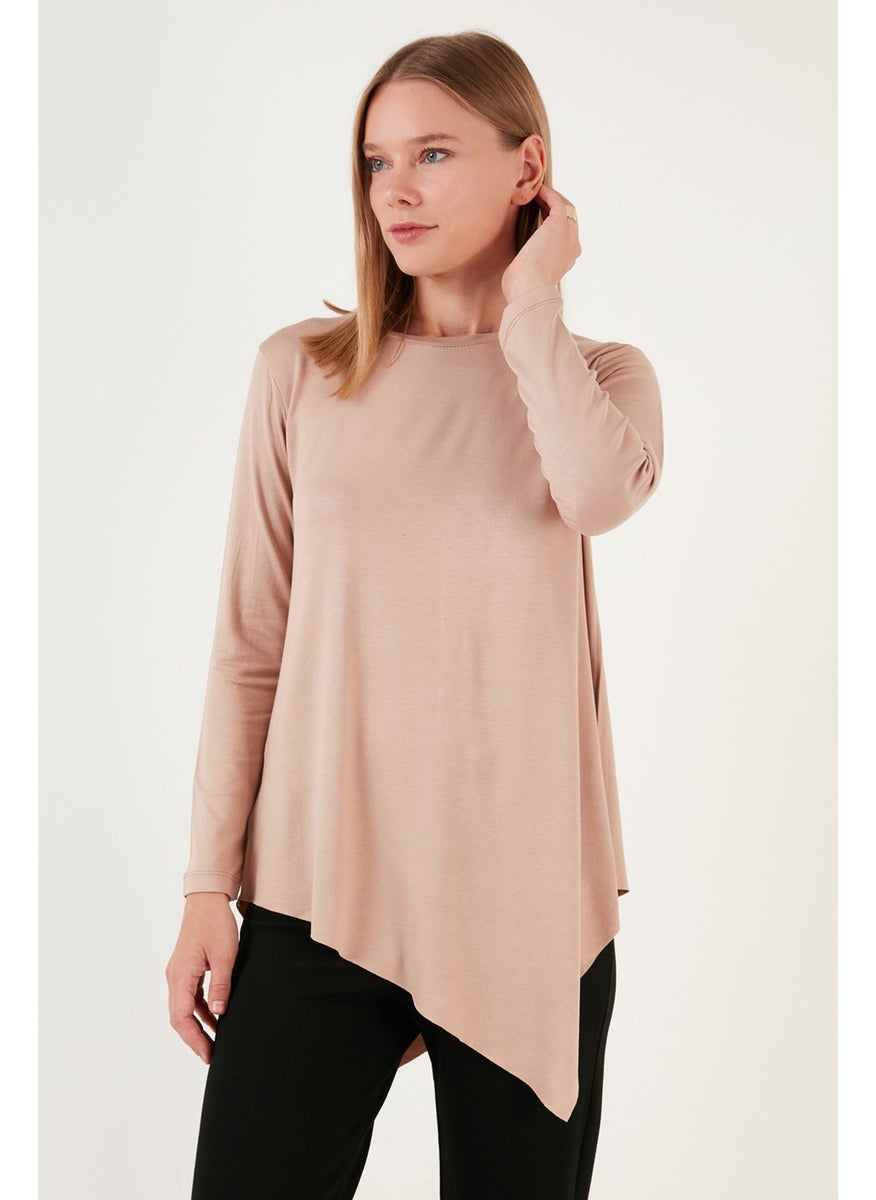 Asymmetrical Cut Crew Neck Blouse Women's Blouse 5863545