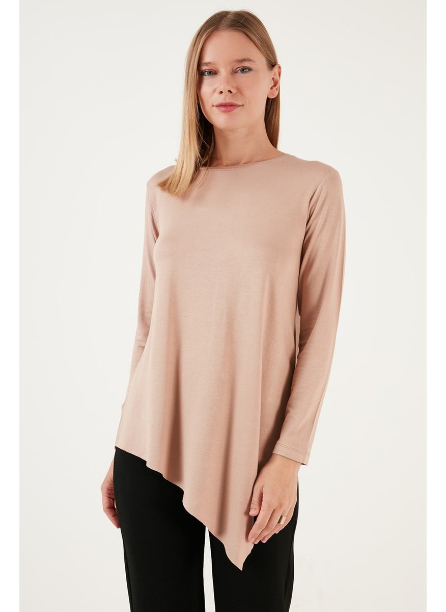 Asymmetrical Cut Crew Neck Blouse Women's Blouse 5863545