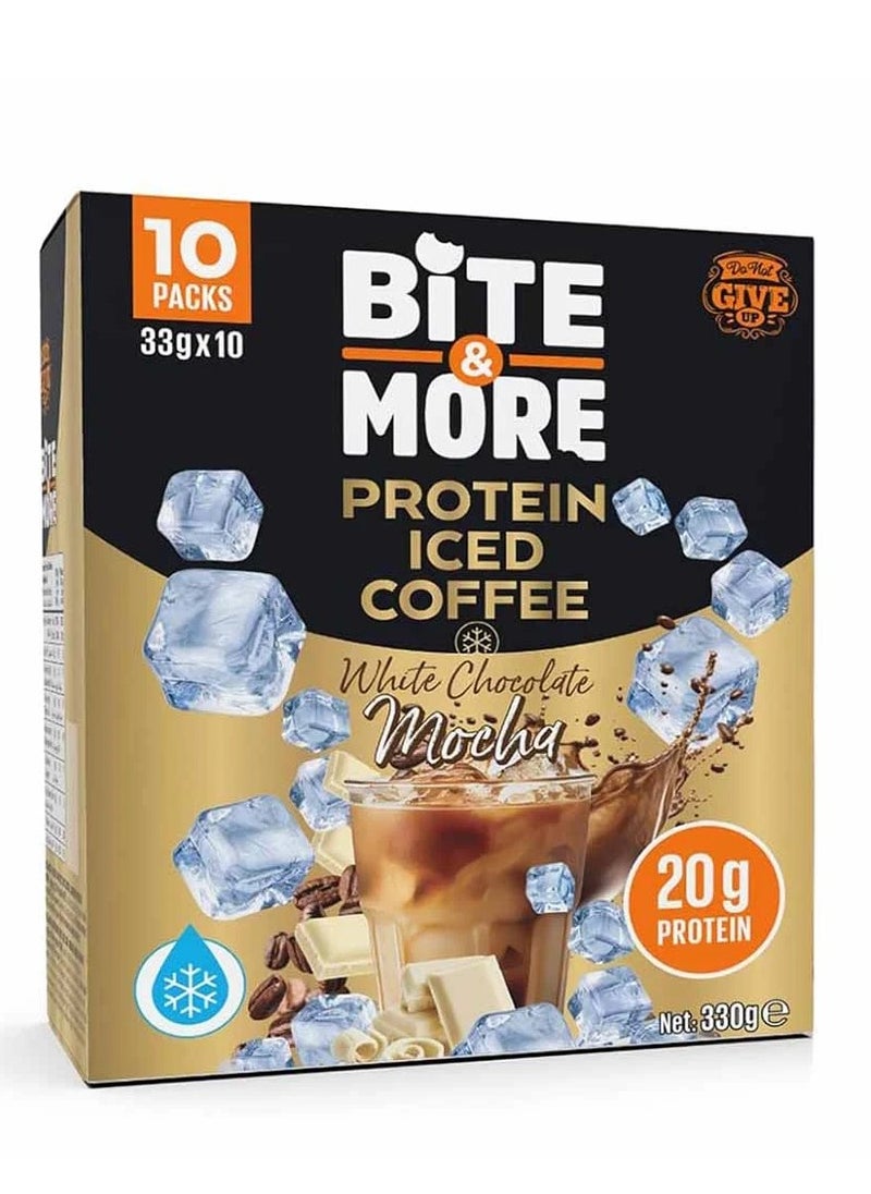 BITE & MORE PROTEIN ICED COFFEE, WHITE CHOCOLATE MOCHA FLAVOUR 33G*10