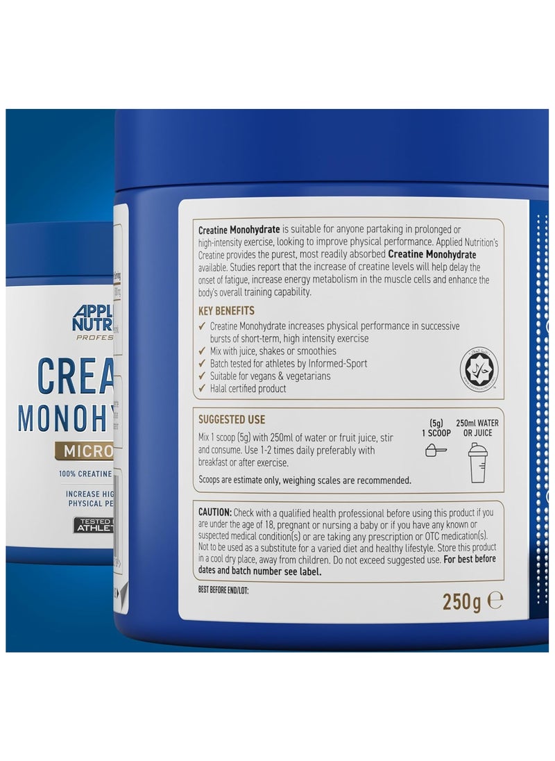 Creatine Monohydrate Micronized, Increases High Iintensity Physical Performance, Unflavored, 250g