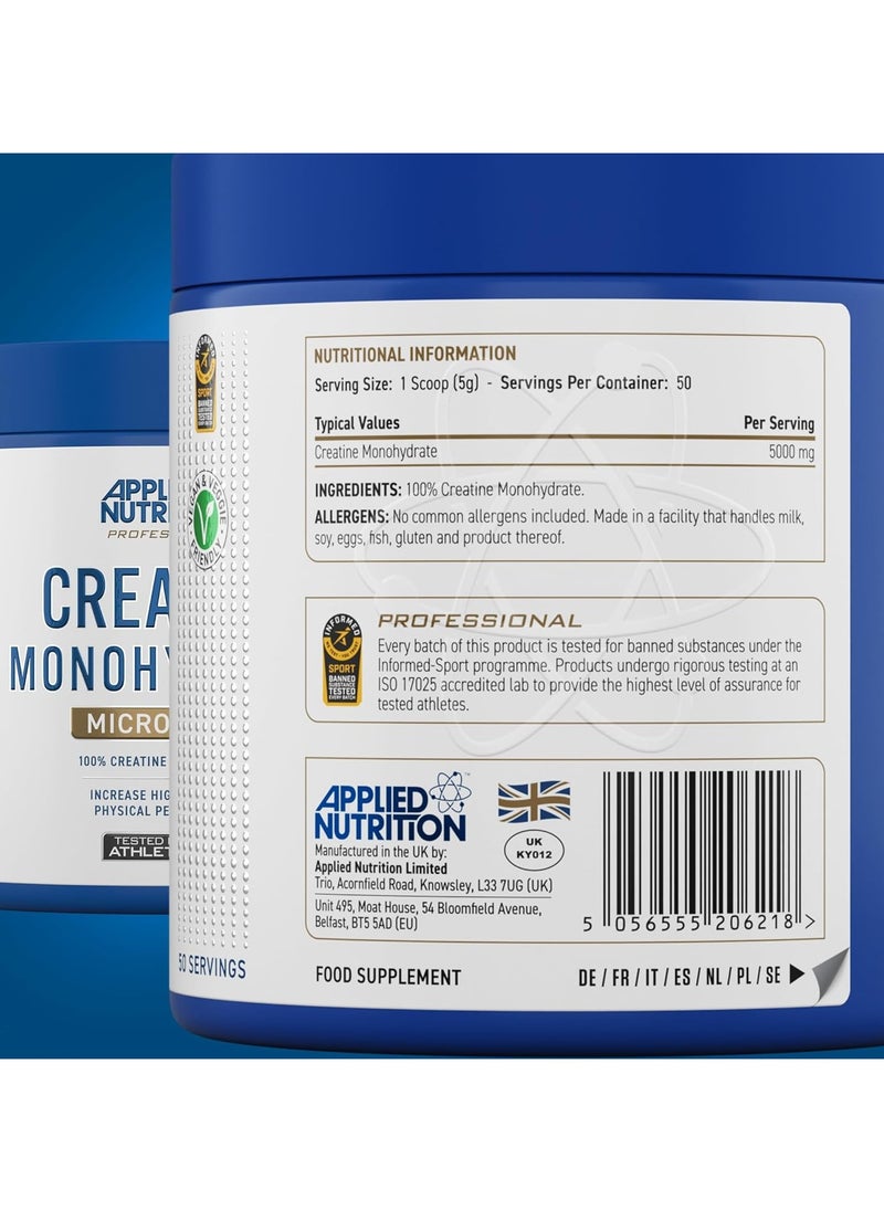 Creatine Monohydrate Micronized, Increases High Iintensity Physical Performance, Unflavored, 250g