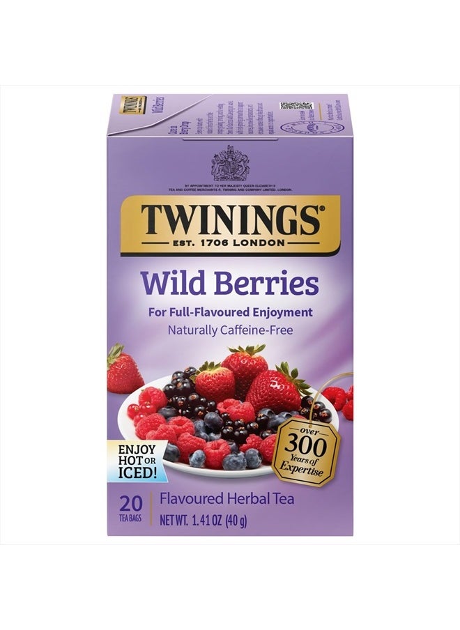 Wild Berries Tea - A Naturally Caffeine-Free Herbal Tea Bursting with Fresh & Uplifting Berry Tea Flavours, Individually Wrapped Tea Bags, 20 Count