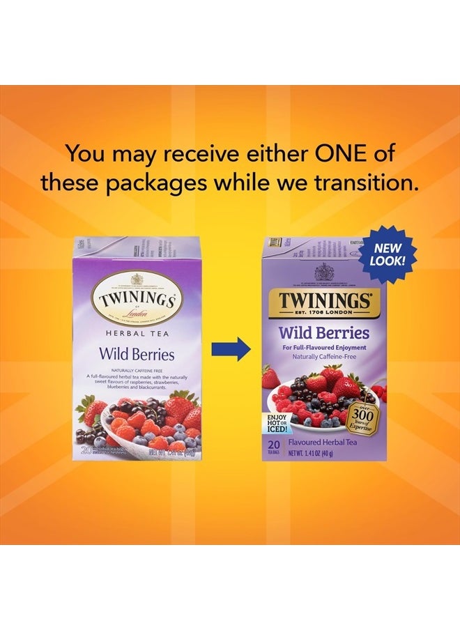 Wild Berries Tea - A Naturally Caffeine-Free Herbal Tea Bursting with Fresh & Uplifting Berry Tea Flavours, Individually Wrapped Tea Bags, 20 Count