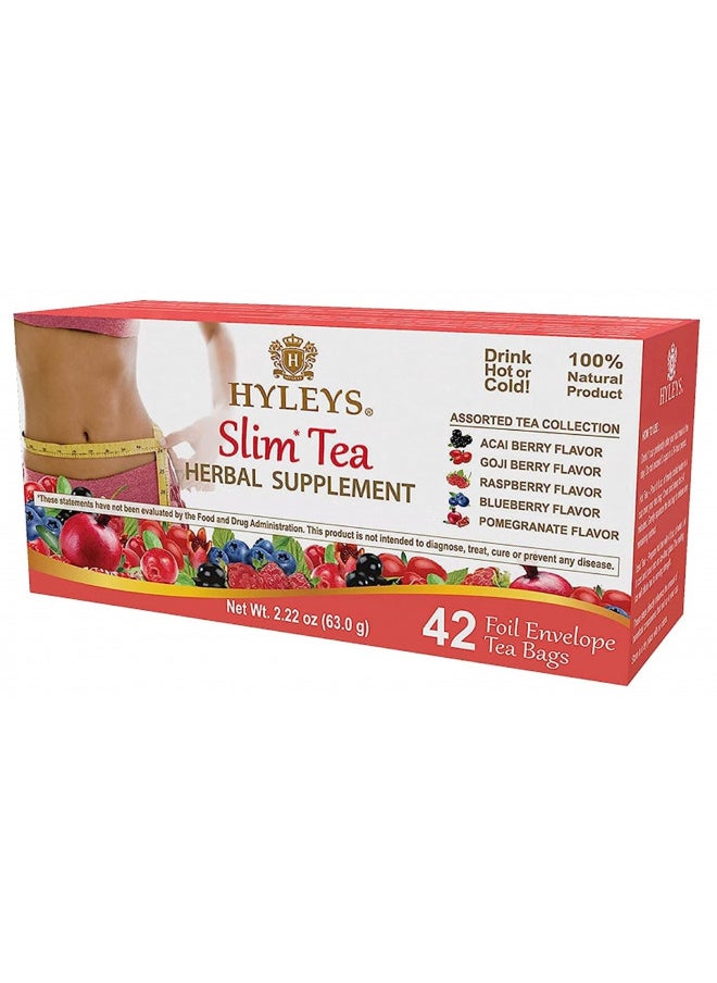 Hyleys Slim Tea 42 Ct Assorted - Weight Loss Herbal Supplement Cleanse and Detox - 42 Tea Bags (1 Pack)