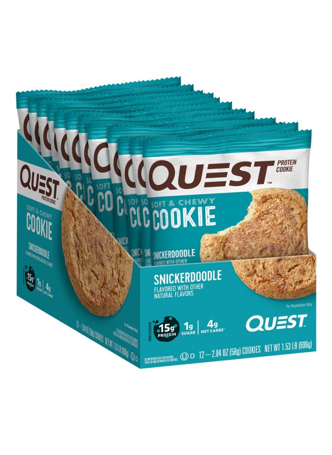 Quest Nutrition Snickerdoodle Protein Cookie, High Protein, Low Carb, Gluten Free, 12Count