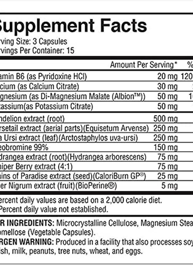 Nutrition Super Dry | Premium Water Loss, Shredded, Definition, Dandelion, Horsetail, Uva Ursi, Grains of Paradise, Juniper Berry, Bioperine, | 45 Capsules