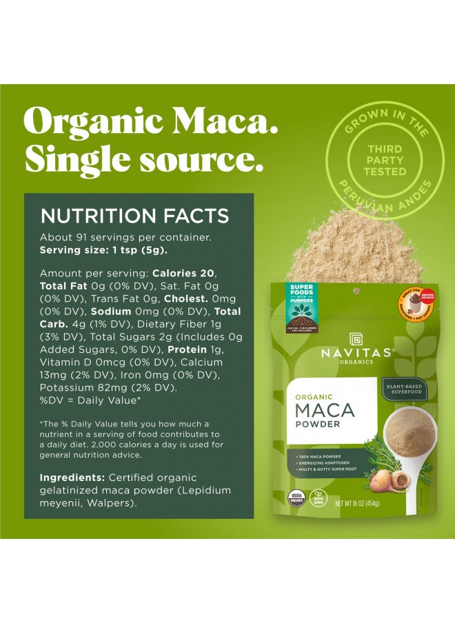 Navitas Organics Maca Powder, 16 oz. Bag, 90 Servings Organic, Non-GMO, Low Temp-Dried, Gluten-Free