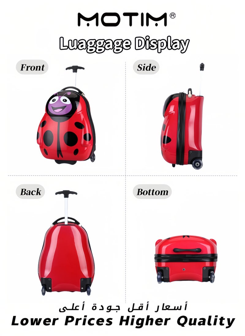 Kids 2pcs Travel Luggage Set in Fun Cartoon Animal Shape Includes 1 Wheeled Luggage ＆ 1 Lightweight Backpack Perfect for Short Trip and Kindergarten