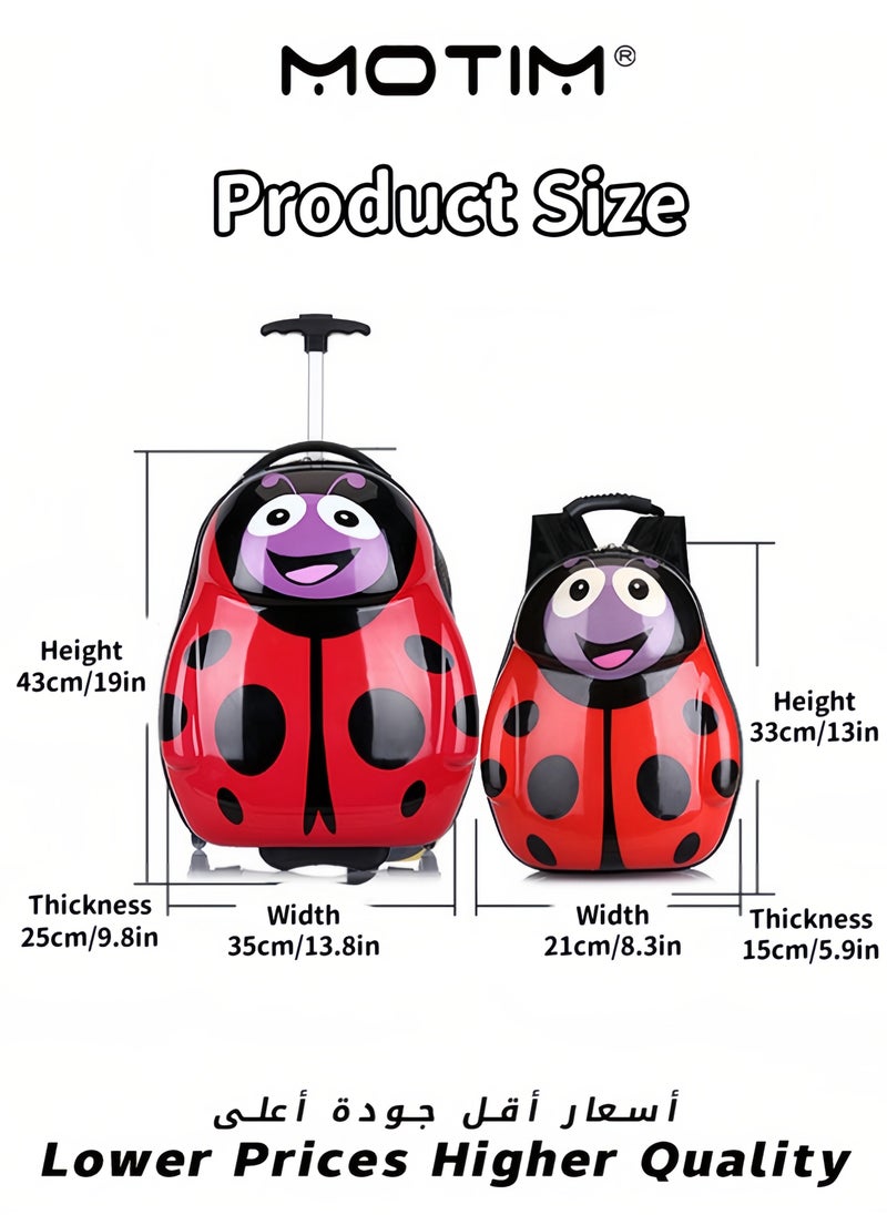 Kids 2pcs Travel Luggage Set in Fun Cartoon Animal Shape Includes 1 Wheeled Luggage ＆ 1 Lightweight Backpack Perfect for Short Trip and Kindergarten