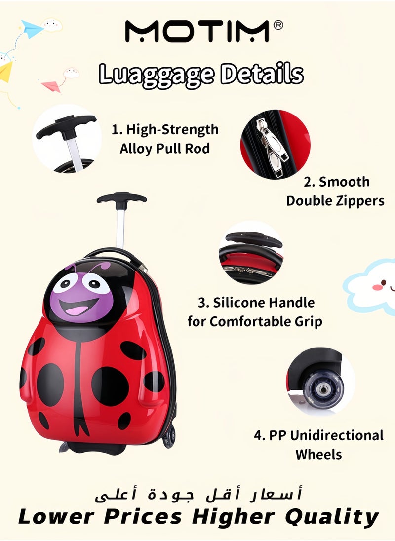 Kids 2pcs Travel Luggage Set in Fun Cartoon Animal Shape Includes 1 Wheeled Luggage ＆ 1 Lightweight Backpack Perfect for Short Trip and Kindergarten