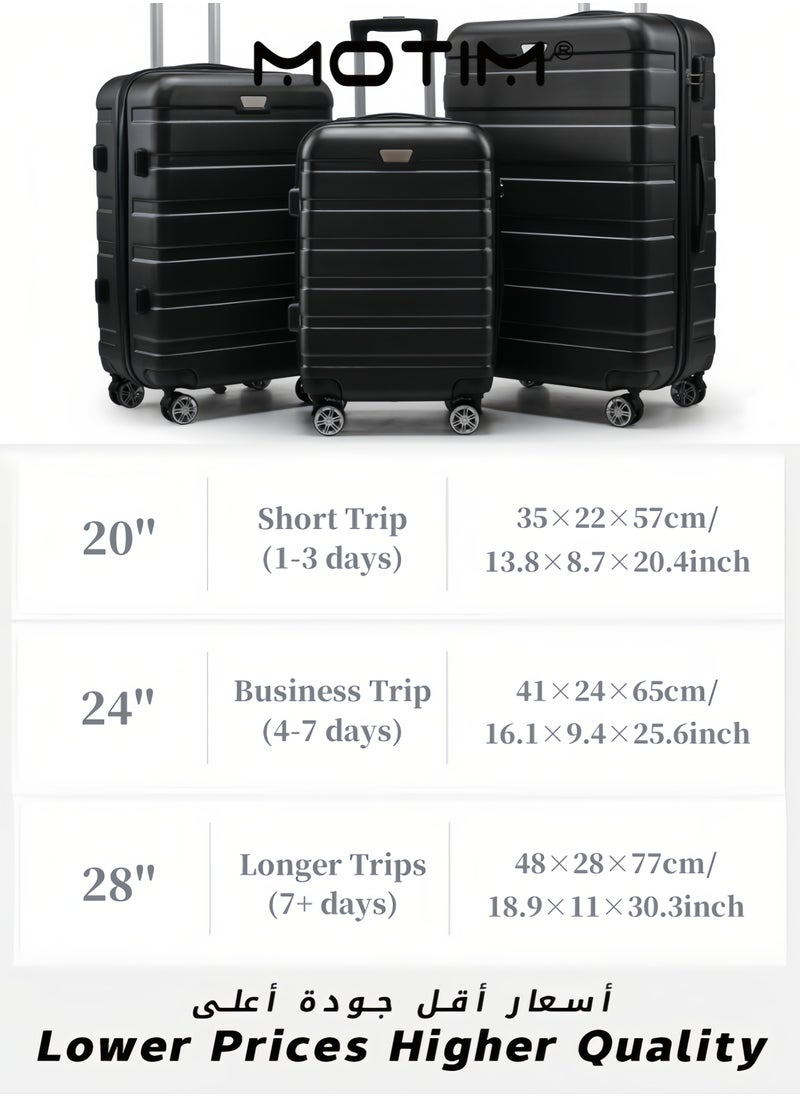 Expandable Suitcase Trolley Carry-on Hand Cabin Luggage Lightweight Hard Shell Travel luggage with TSA Lock and Durable 4 Spinner Wheels