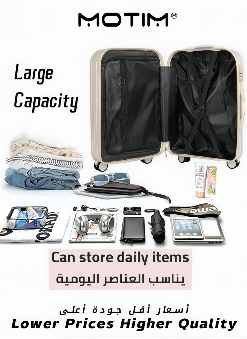 Travel Luggage Carry On Luggage with Spinner Wheels Aluminum Framed Carry On Suitcase with USB Port & Cup Holder & Phone Holder Large Checked-in Luggage