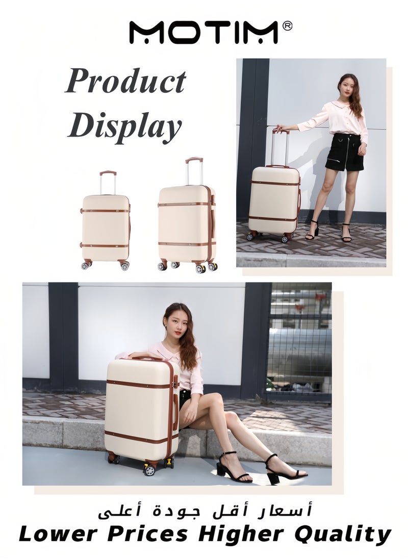 Vintage Style Travel Luggage Lightweight Durable Expandable Suitcase Expandable PC Hard Shell Clearance Luggage with TSA Lock Spinner Wheels Telescopic Handle