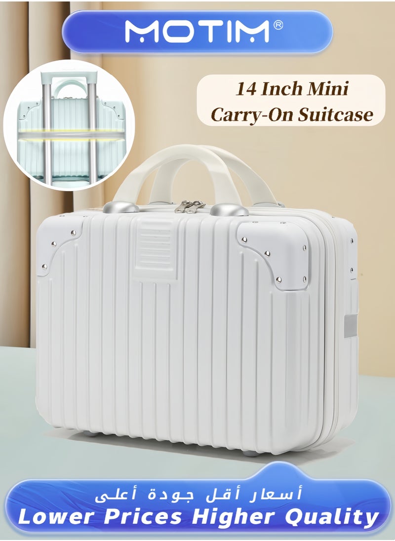 14 inch Mini Suitcase Travel Portable Storage Bag Waterproof ABS Hard Shell Carry-On Case with Elastic Strap and Zipper to Hang on Carry-On Luggage