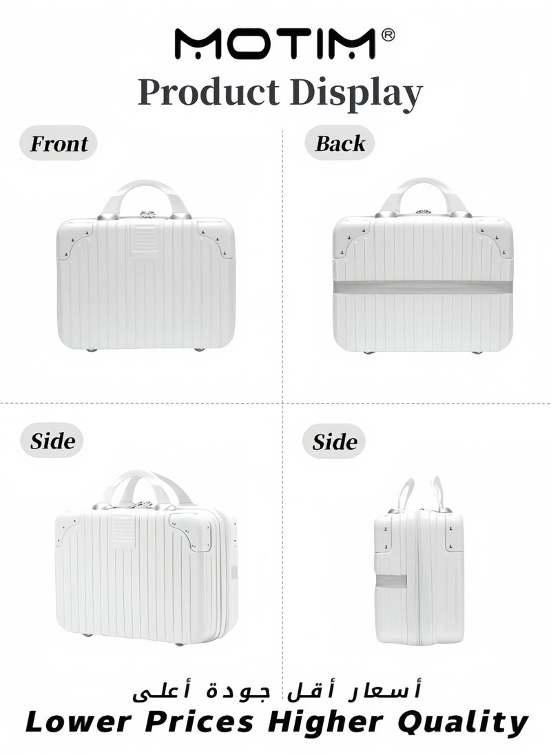 14 inch Mini Suitcase Travel Portable Storage Bag Waterproof ABS Hard Shell Carry-On Case with Elastic Strap and Zipper to Hang on Carry-On Luggage