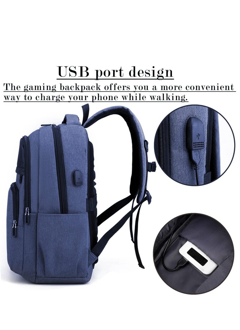 Gaming Console Backpack with USB Port for PS5/PS4, Large Laptop Backpack with Multiple Pockets, Large Capacity Carrying Storage Bag Computer Backpack for Business Travel