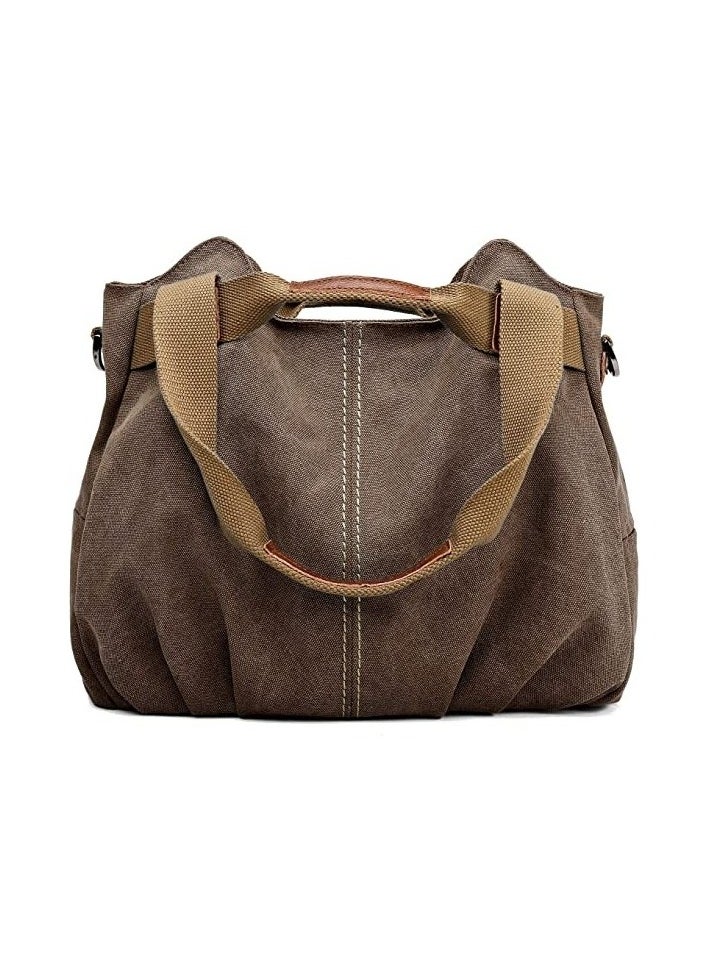 Fashion Smart Women's Daily Vintage Canvas shoulder bag with top -handled Sizes:30 - 13 - 34 cm Colour:Brown