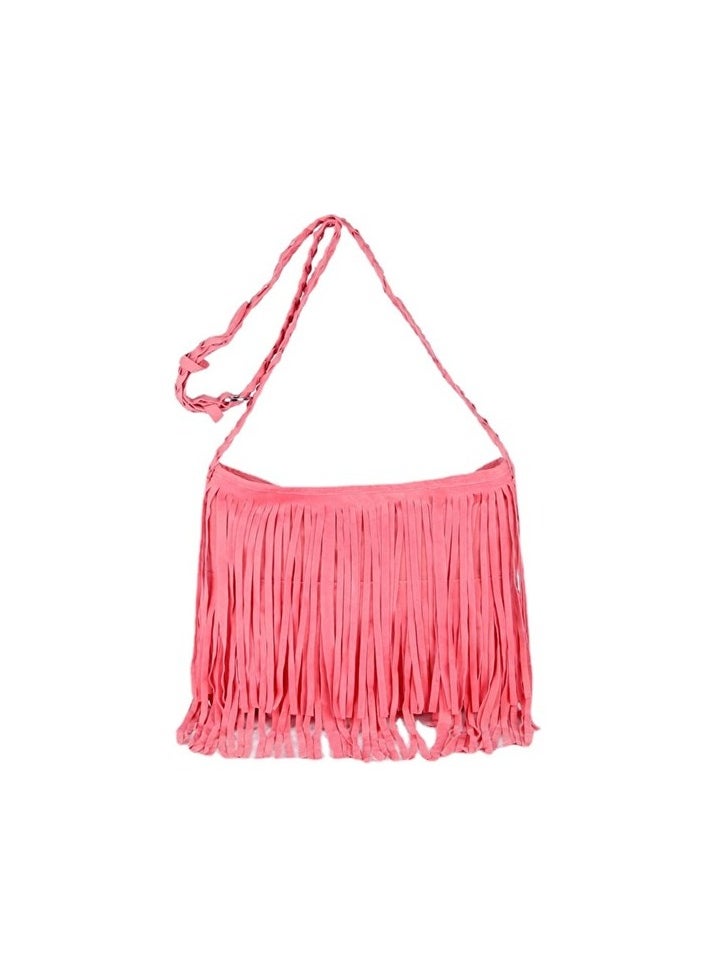 Tassel Polar Vintage Shoulder Bag Colour:White - pink Sizes:31*43*13cm