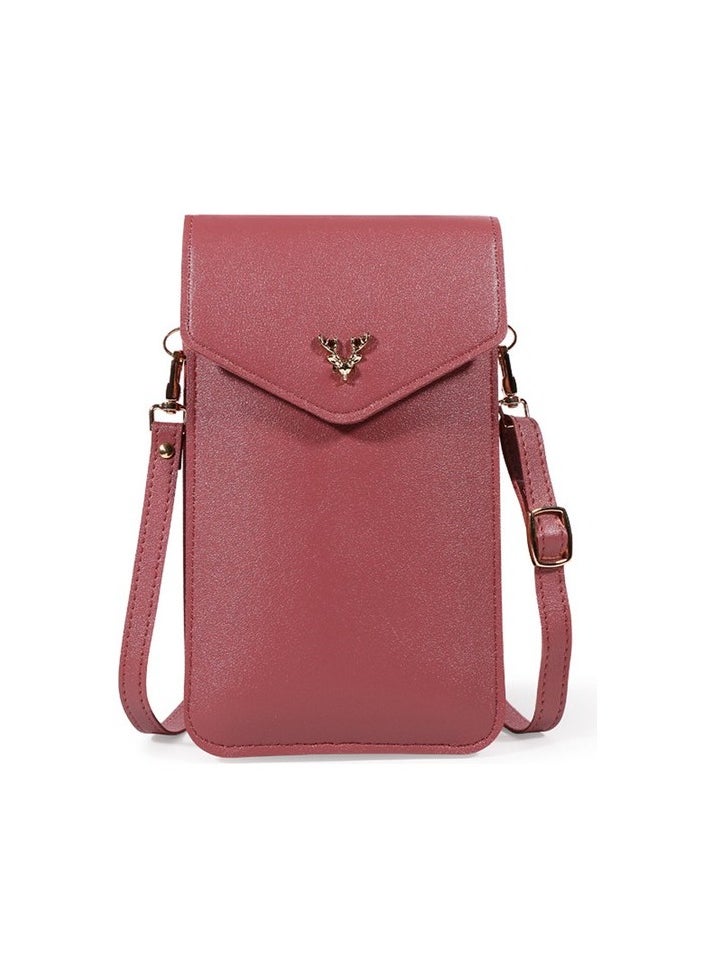 Touch crossbody phone bag, card nest shoulder bag Colour:Dark pink Sizes:14 x 8.5 x 18 cm