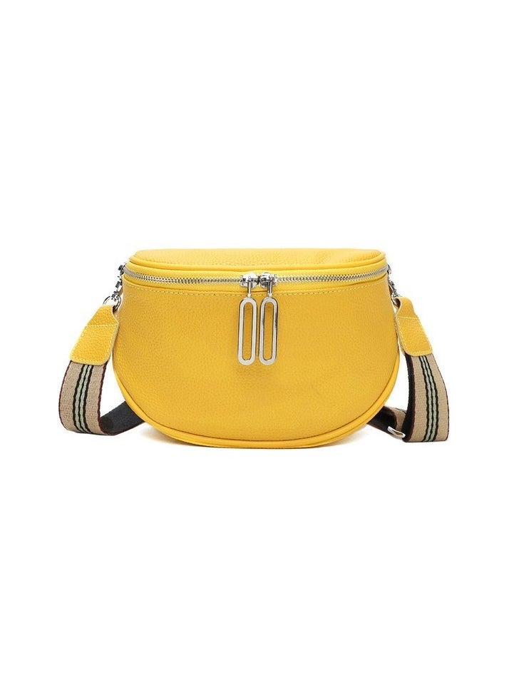 Moda saddle bag Women's Bag 2023 New Genuine Leather Crossbody Bag Double Zipper First Floor Colour:Yellow Sizes:26x16x9 cm