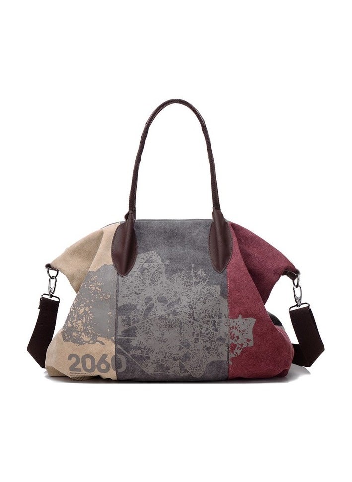 Brown - Taba Female Print Patterned Hand and Shoulder Bag Sizes:44 - 32 - 21 cm Colour:Purple