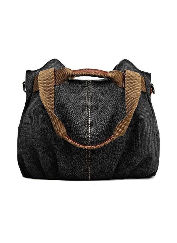 Fashion Smart Women's Daily Vintage Canvas shoulder bag with top -handled Sizes:30 - 13 - 34 cm Colour:Black