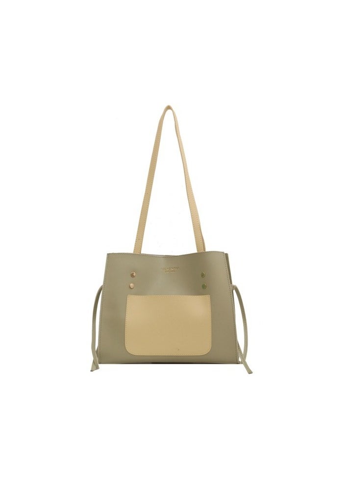 Woman shoulder bag Colour:Green - Yellow Colour:Dark brown