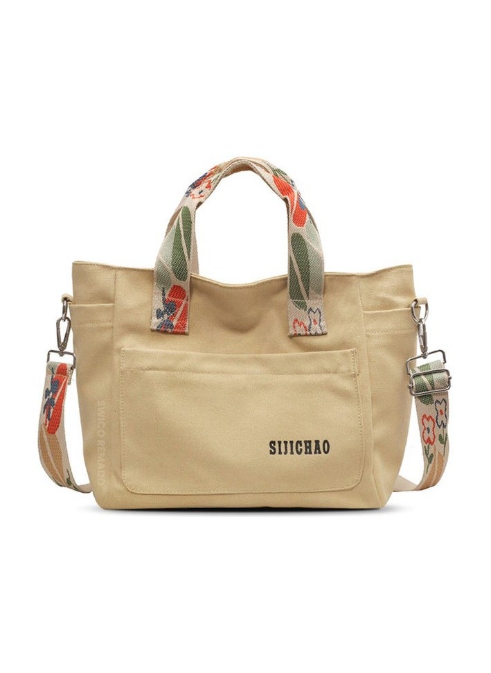 Canvas shoulder bag tote bag with large capacity for women Sizes:29x26x14 cm Colour:Open khaki