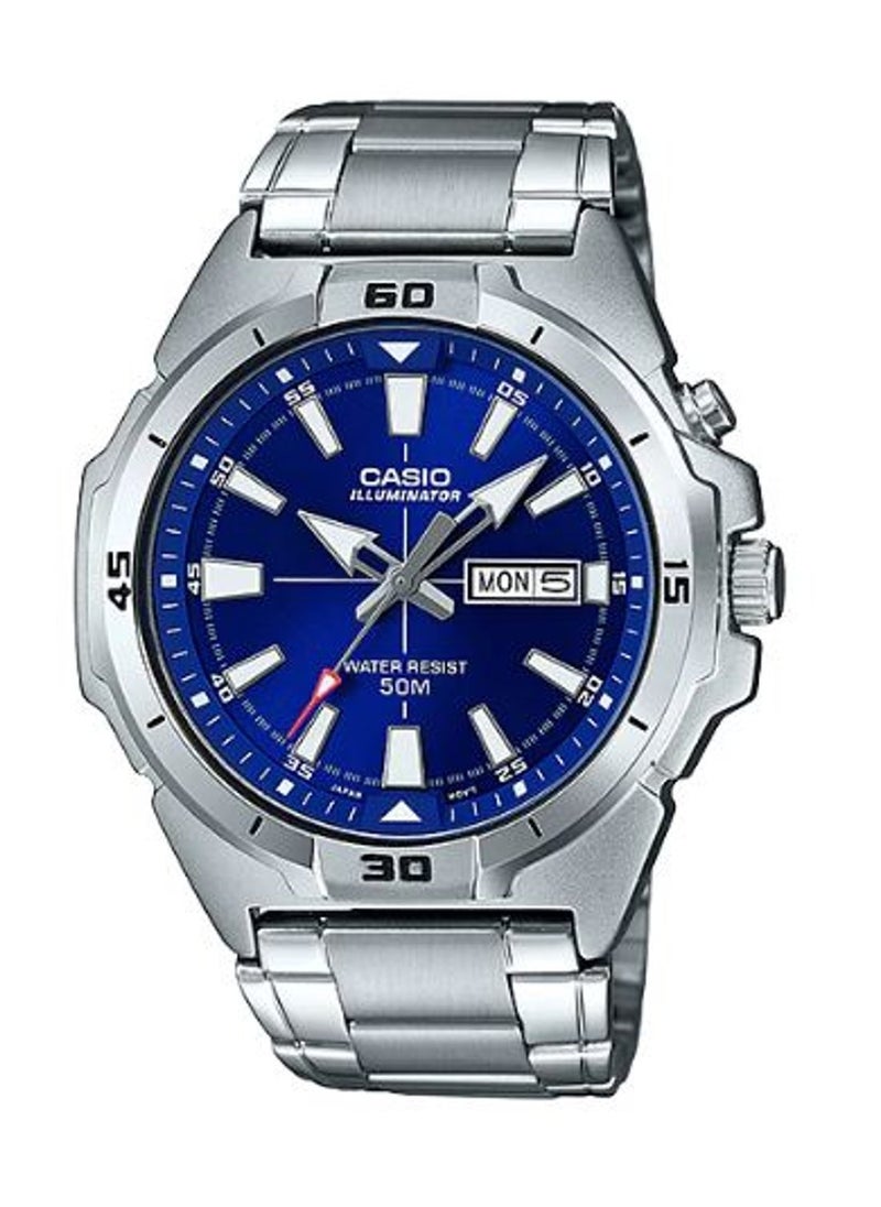 Analog Blue Dial Enticer Stainless steel Band Men’s Watch MTP-E203D-2AV