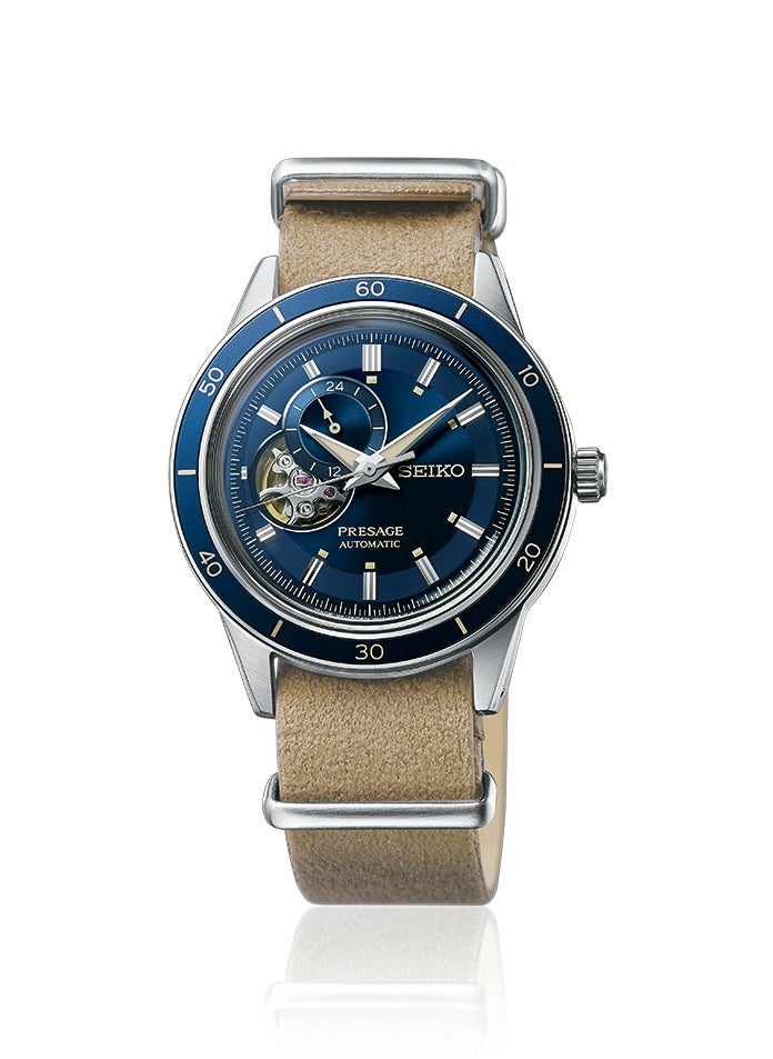 Presage Automatic Blue Dial Leather Strap Men's Watch SSA453J1