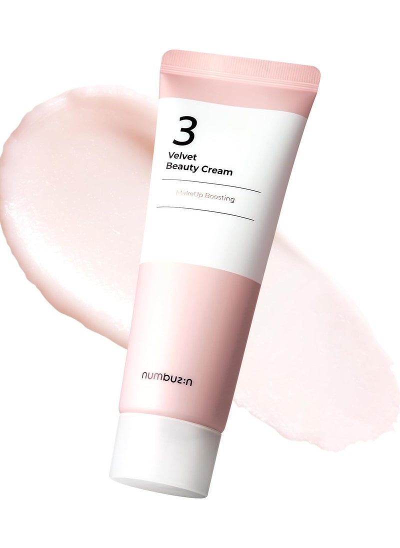 numbuzin No.3 Velvet Beauty Cream | Facial Makeup Primer, Textured Skin, Poreless Smooth Powdery Finish, Niacinamide, | Korean Skin Care, 2.02 fl oz