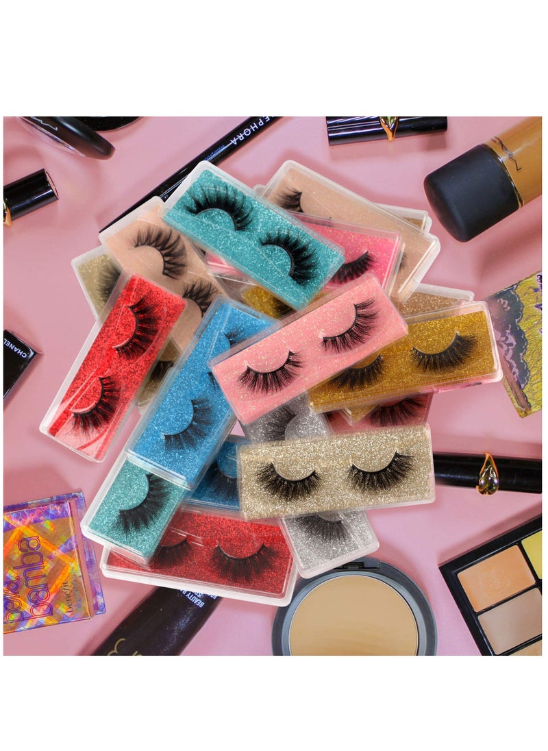 False Eyelashes, 20 Pairs Natural 3D Fluffy Lashes Pack Dramatic Thick Long Faux Mink Eyelashes Bulk Wispy Strip Fake Eyelashes