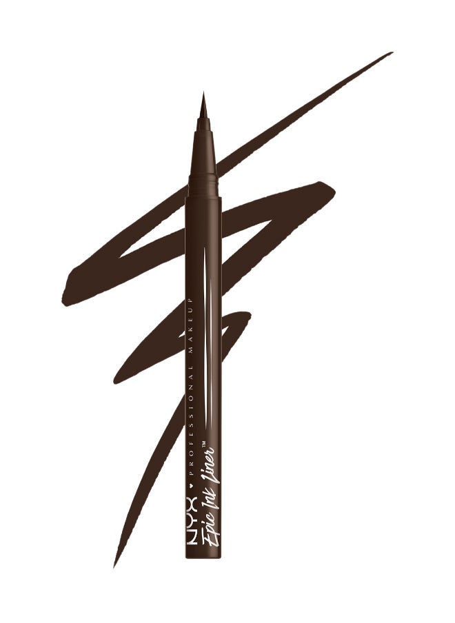 Epic Ink Liner, Waterproof Liquid Eyeliner - Dark Chocolate, Vegan Formula, Intense Pigment