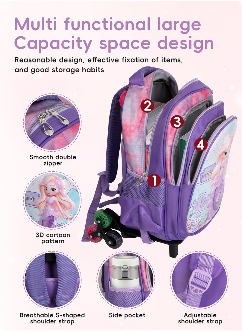 Children School Bag Student Backpack with Reflective Strip Design & Padded Adjustable Shoulder Strap Large volume Waterproof Bookbag and for 3-10 Year Boys Girls Elementary Kindergarten(Mermaid)