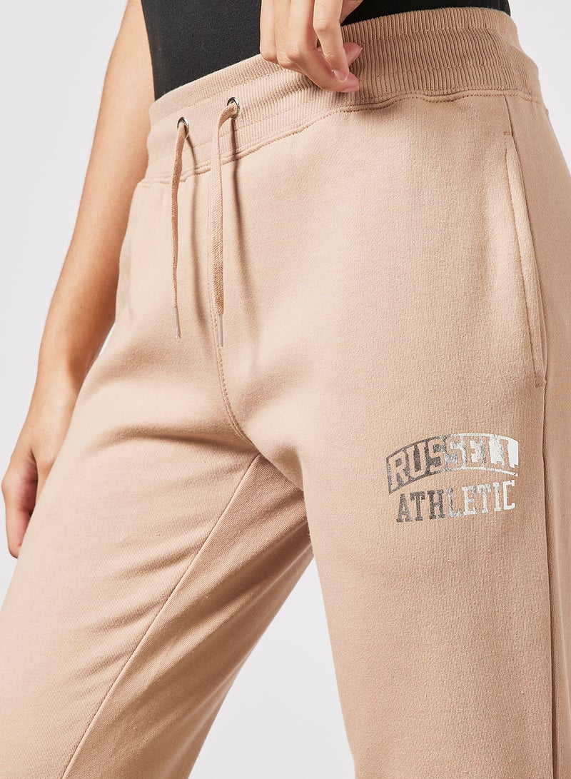 Metallic Logo Sweatpants Beige