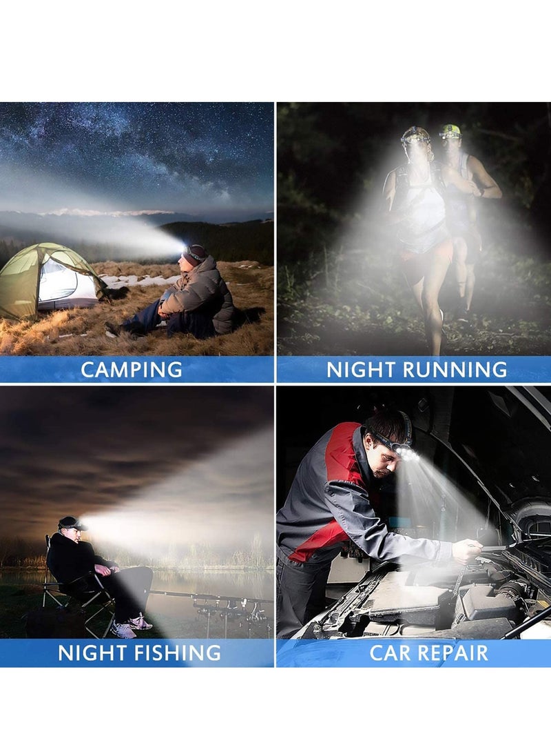 Rechargeable Headlamp, 8 LED 18000 High Lumen Bright Head Lamp with Red Light, Lightweight USB Head Light, 8 Mode Waterproof Head Flashlight for Outdoor Running Hunting Hiking Camping Gear